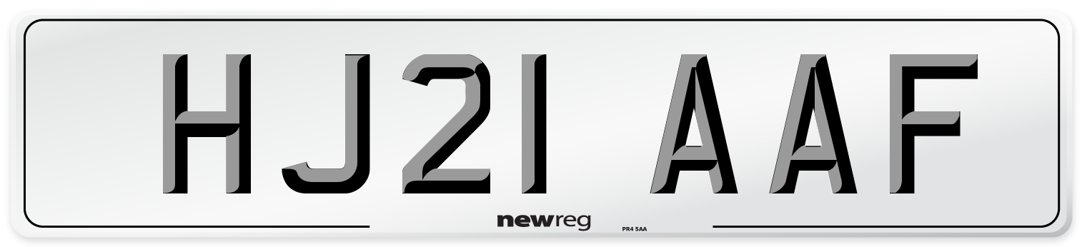 HJ21 AAF Number Plate from New Reg